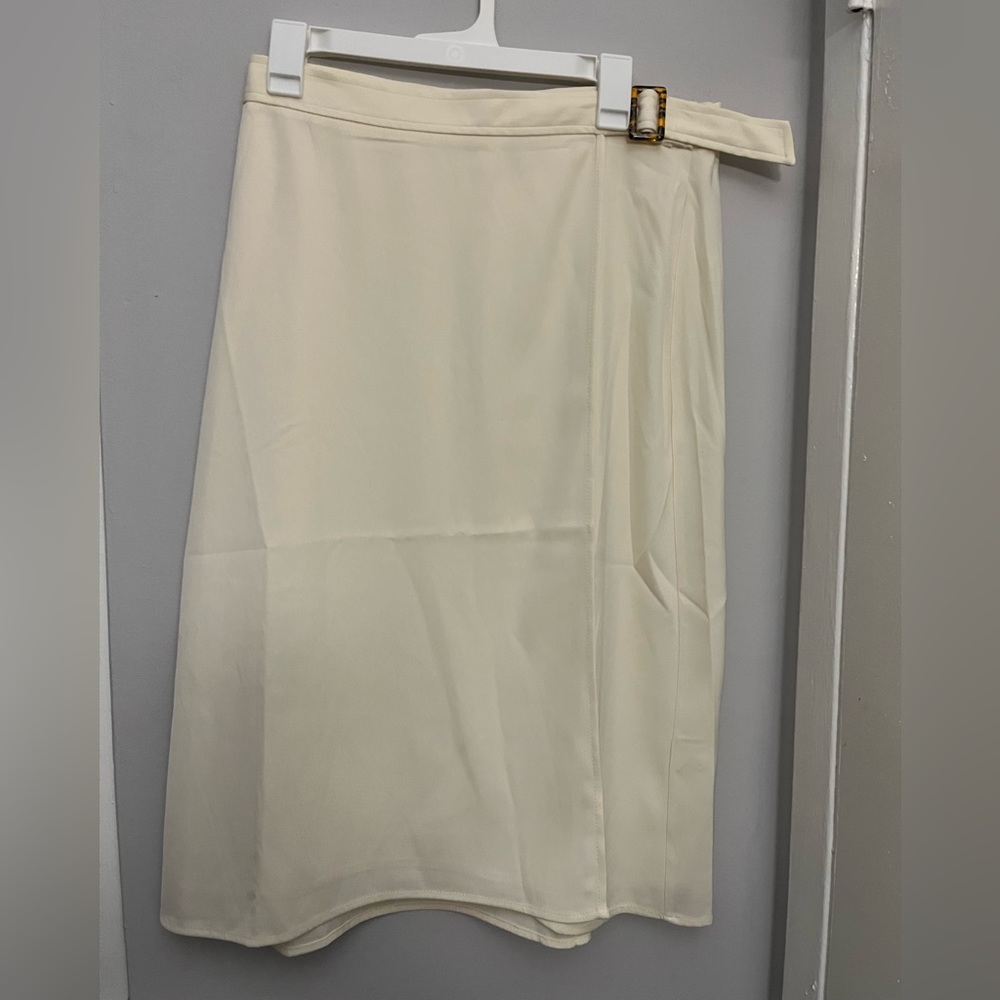 Max Studio Cream Wrap Midi Skirt with Buckle